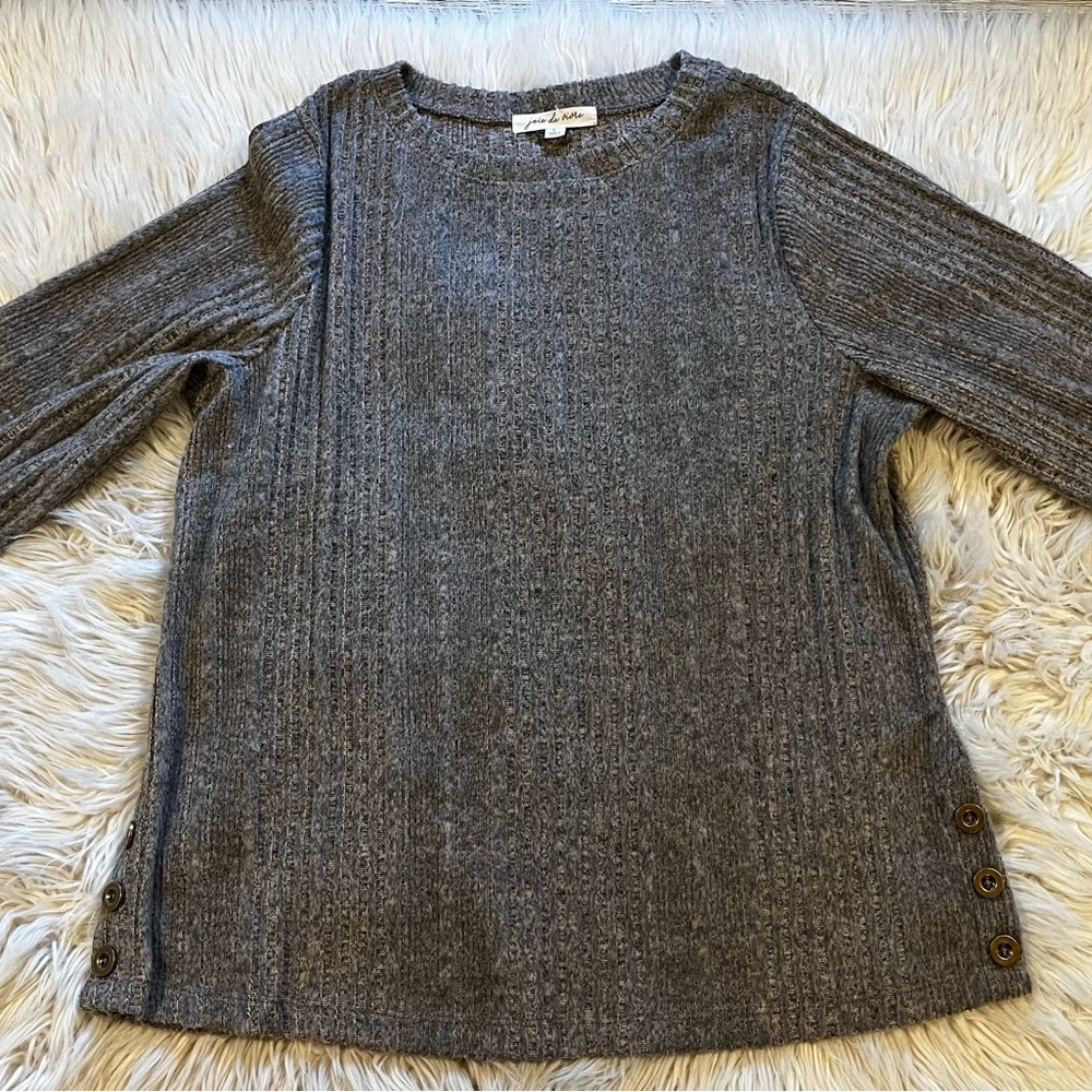 Joie de Vivre Brown Ribbed Crew Neck Sweater